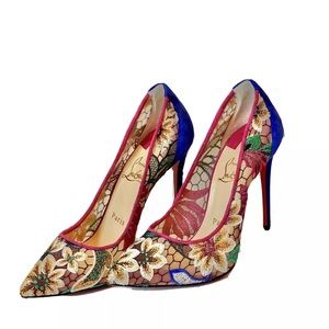 Christian Louboutin Floral Suede Stiletto Pumps